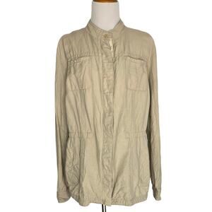 J. McLaughlin Linen Skye Safari Jacket Khaki Lightweight Spring Women XL